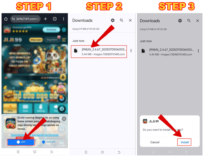 JLJL99 App 2 Download steps for Android