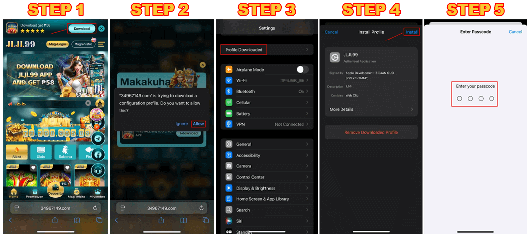 JLJL99 App 3 Download steps for IOS